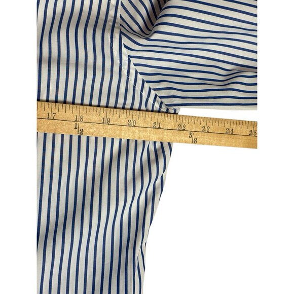 J. Lindeberg Long Sleeve Button Down Shirt Men's Size 16 Blue and White Stripes - Picture 7 of 9